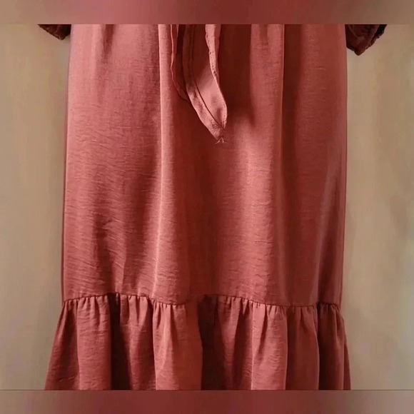 BaeVely high-low tie front dress, size medium, color Baked Rose - Picture 5 of 12